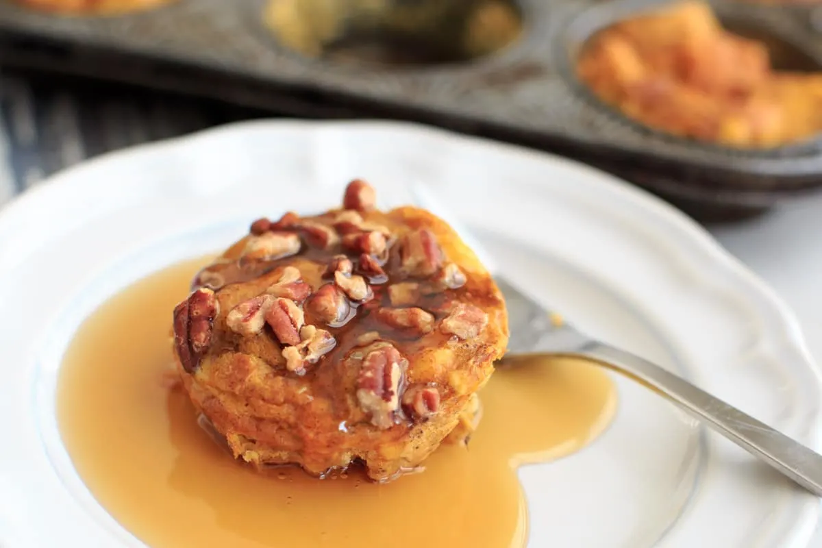 Pumpkin French Toast Muffin Cups with syrup