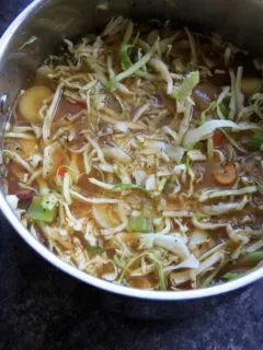 non-starchy veggies with cabbage in stove pot - detox cabbage soup