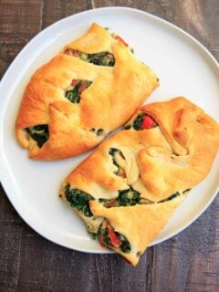 Spinach Ricotta Crescent Wrap cut in half