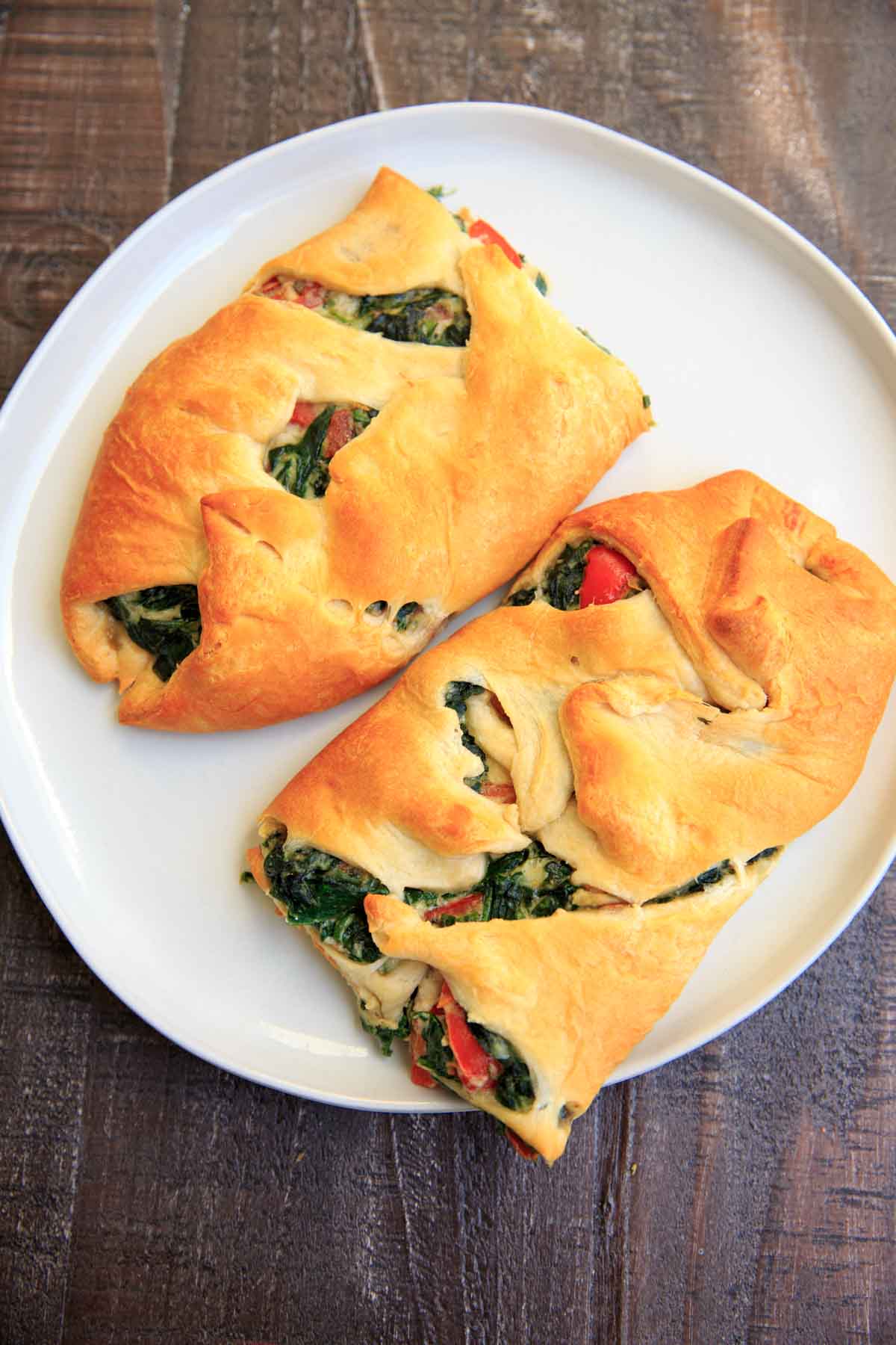 Spinach Ricotta Crescent Wrap cut in half