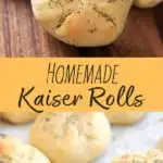 Make your own homemade Kaiser Rolls! A crusty roll perfect for overstuffed sandwiches or dipping into soup or butter. Includes multiple ways to shape the rolls to achieve the star/crown design.