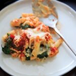 Spinach Baked Ziti Recipe - A meatless pasta casserole with greens that is sure to be a family favorite! Adapted from my grandma's baked ziti recipe and scaled down to 4 (generous) servings.