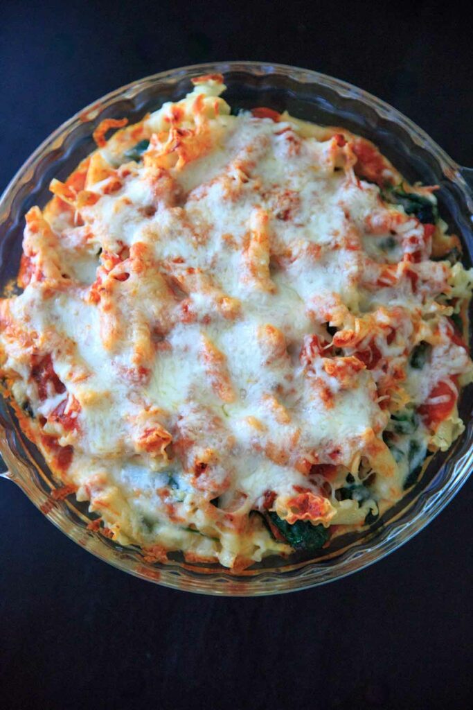 Spinach Baked Ziti Recipe (Vegetarian)