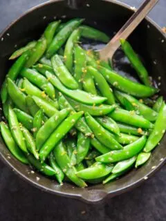 A citrusy and tasty vegetable side dish - Stir-fried Lemon Sesame Sugar Snap Peas! Eat as is for a side, add to pasta or salads.