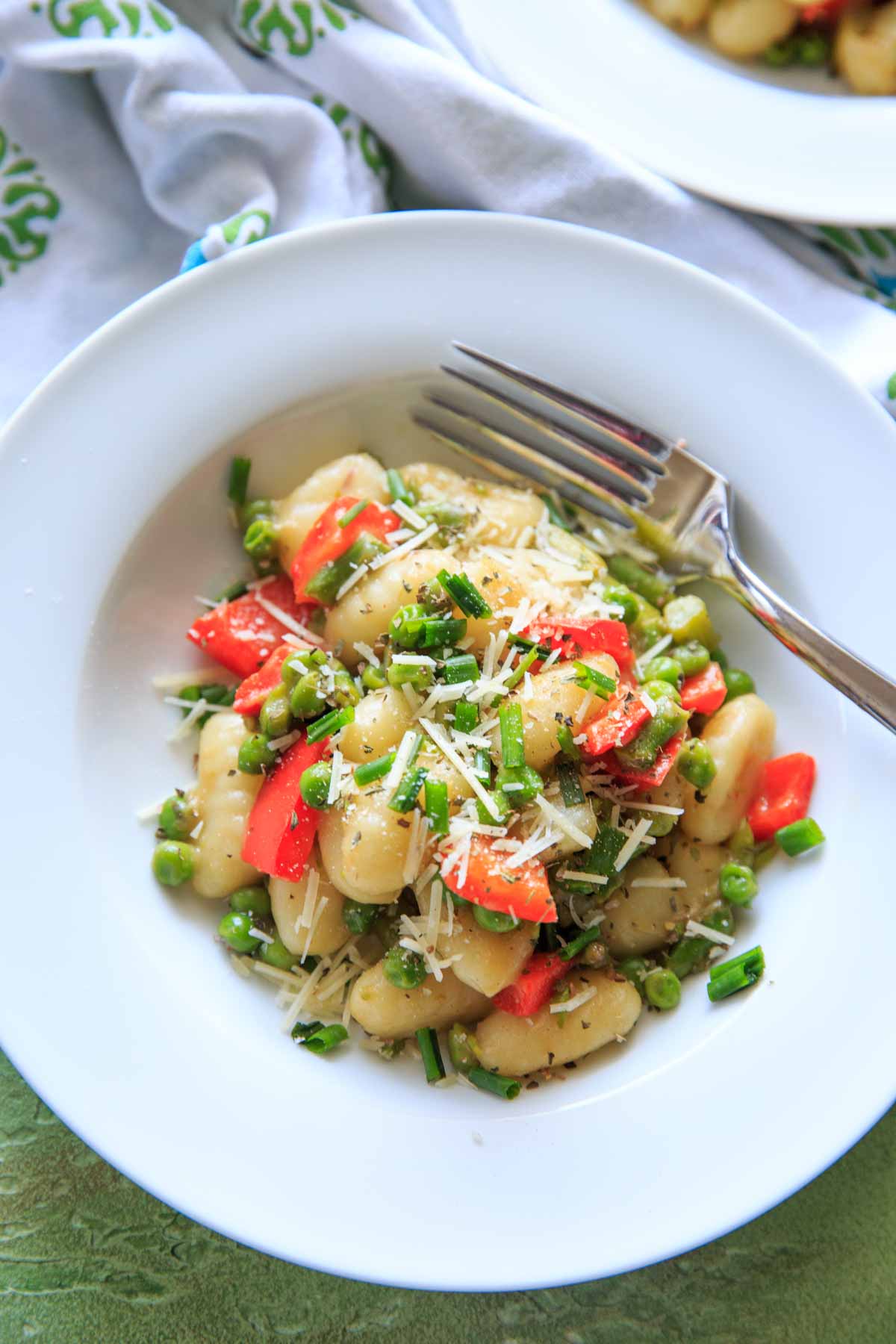 spring vegetable gnocchi finished dish in bowl