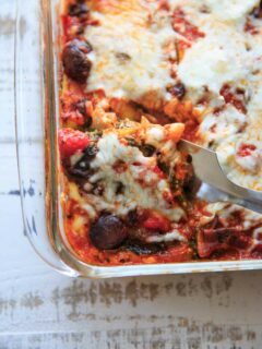 Gluten-free zucchini noodle vegetable lasagna. A way to enjoy lasagna without the pasta! Whether you're trying to cut back on pasta or simply trying to sneak more veggies in your food, this is a way to pack your meatless dinner full of nutrients. 