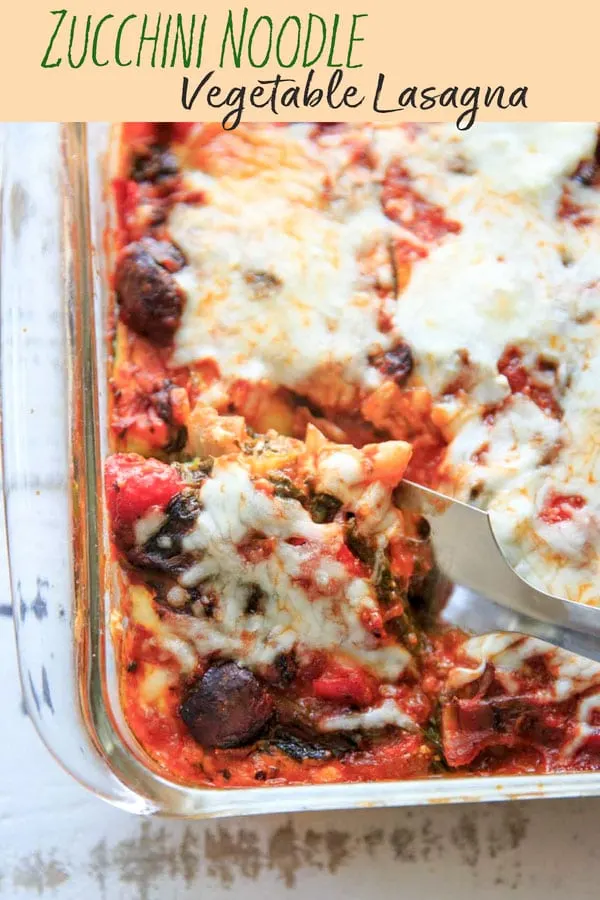 Gluten-free zucchini noodle vegetable lasagna. A way to enjoy lasagna without the pasta! Whether you're trying to cut back on carbs or simply trying to sneak more veggies in your food, this is a way to pack your meatless dinner full of nutrients. 