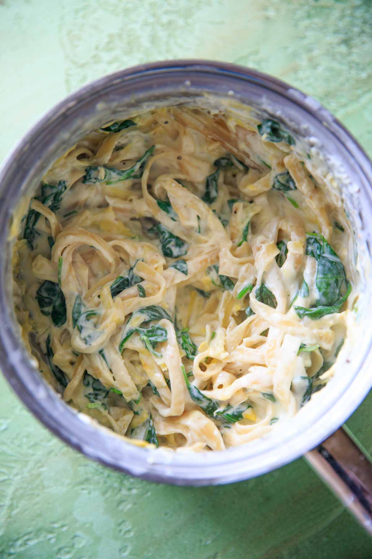 Spinach Artichoke Pasta in large pot