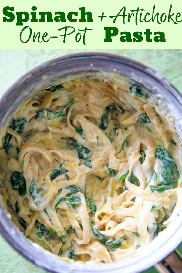Creamy Spinach and Artichoke Pasta - a vegetarian, one pot meal that is basically your favorite dip in dinner form! 