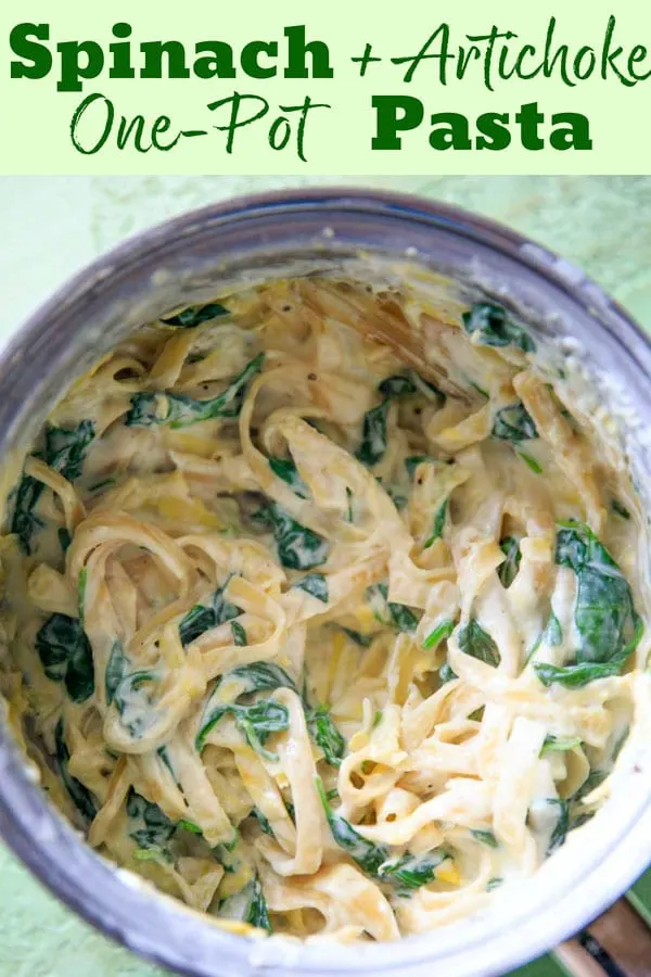 Creamy Spinach and Artichoke Pasta pin