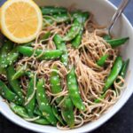 Lemon Sesame Sugar Snap Peas on Soba Noodles