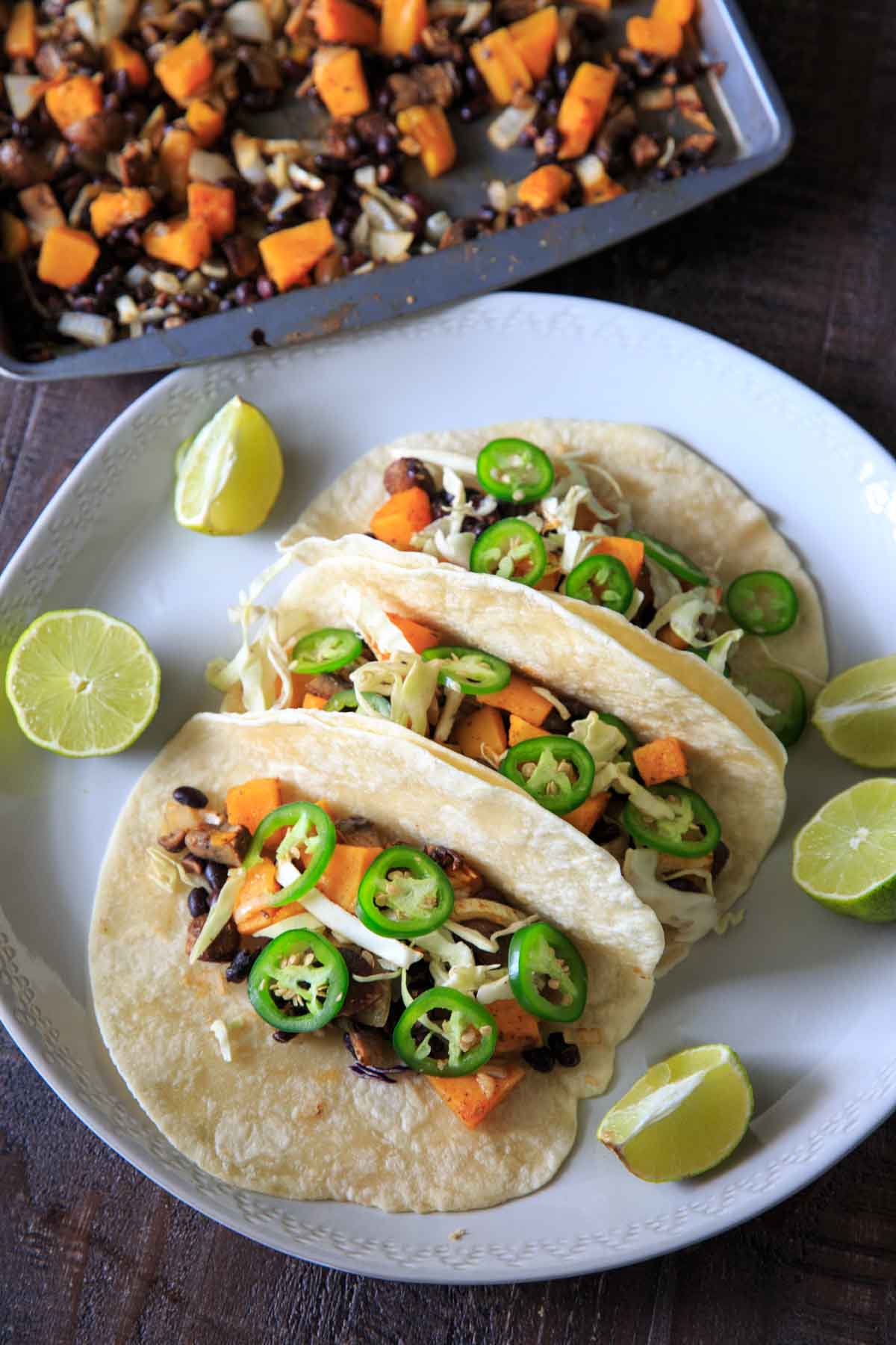 Sheet Pan Butternut Squash and Mushroom Tacos