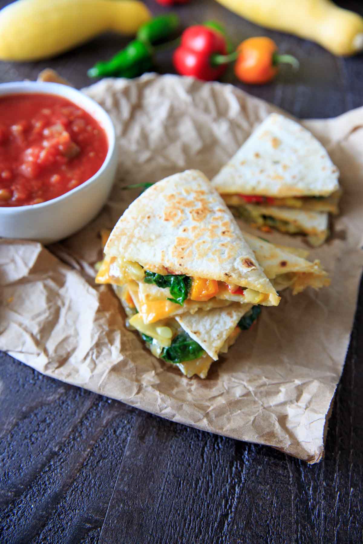 Farmers Market Vegetable Quesadillas (Squash, Peppers and Spinach) Trial and Eater