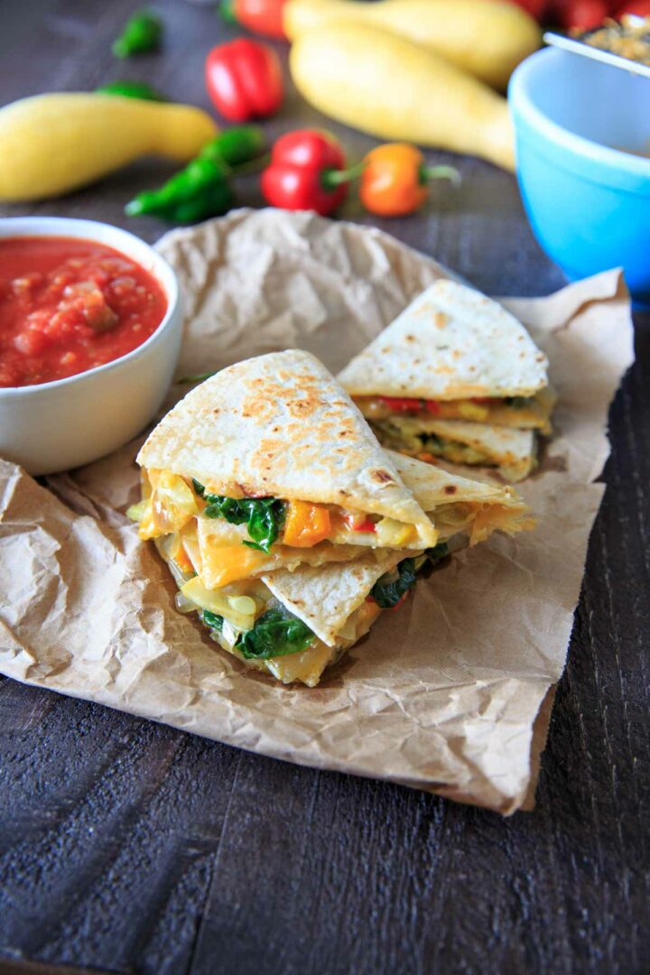 Farmers Market Vegetable Quesadillas (Squash, Peppers and Spinach) Trial and Eater