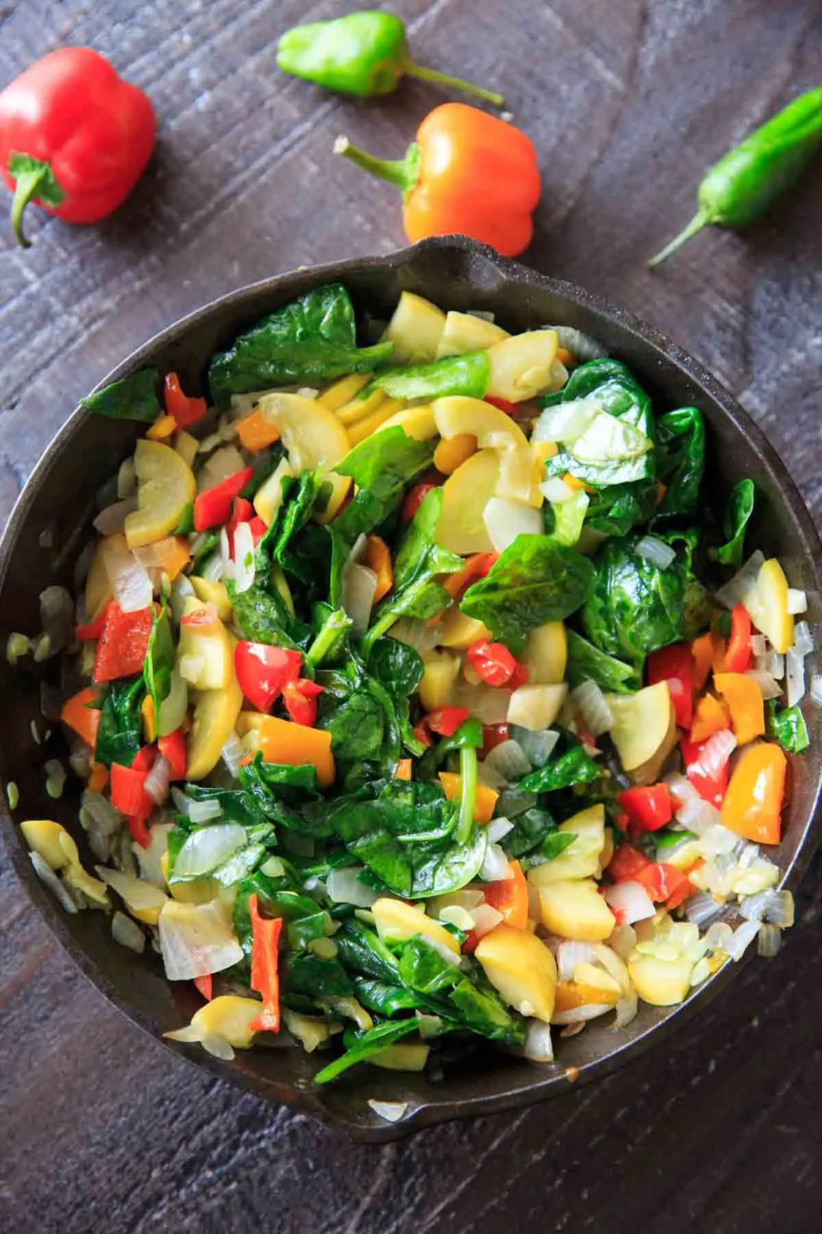 sauteed produce with spinach