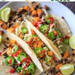 Sheet Pan Butternut Squash and Mushroom Tacos! Ready in under 30 minutes - vegan, easy, healthy, and great for meal prep.