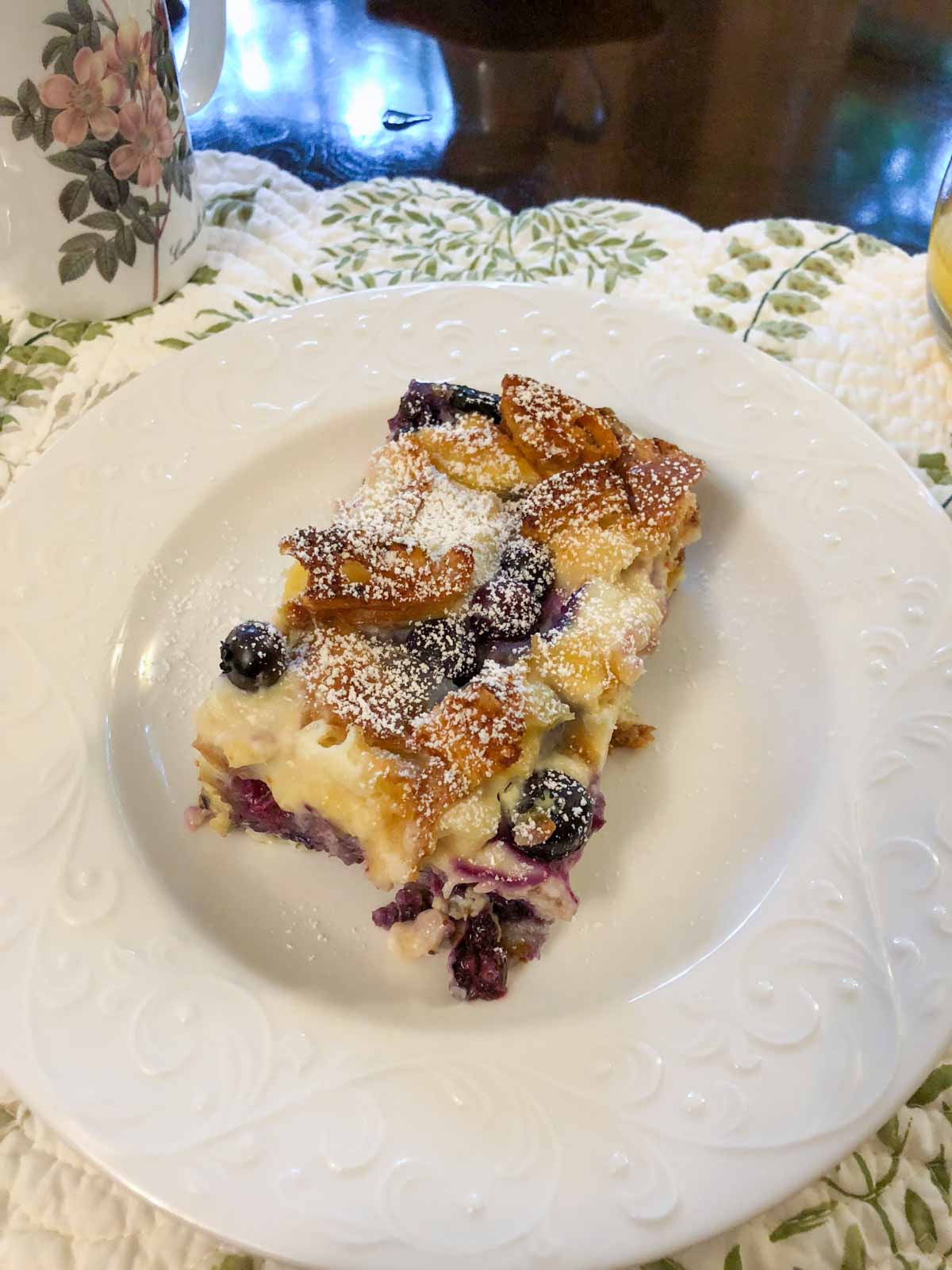 Blueberry Cheesecake French Toast is just as amazing as it sounds! It's made with croissants instead of bread and will be a hit at your brunch table. 