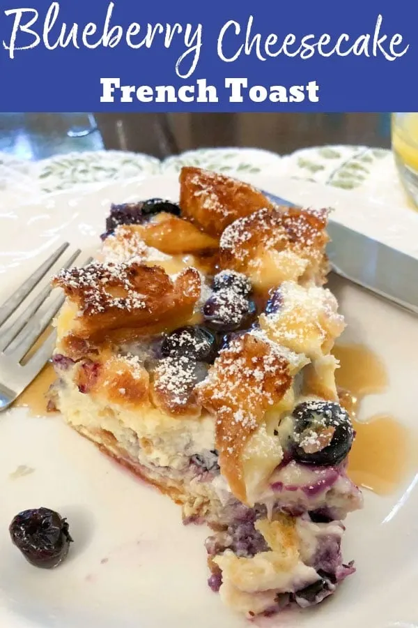 Overnight Blueberry Cheesecake French Toast is just as amazing as it sounds! It's made with croissants instead of bread and will be a hit at your brunch table. 