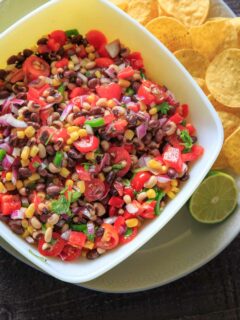 Cowboy (Texas) Caviar with tortilla chips and lime