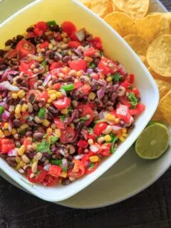 Cowboy (Texas) Caviar with tortilla chips and lime