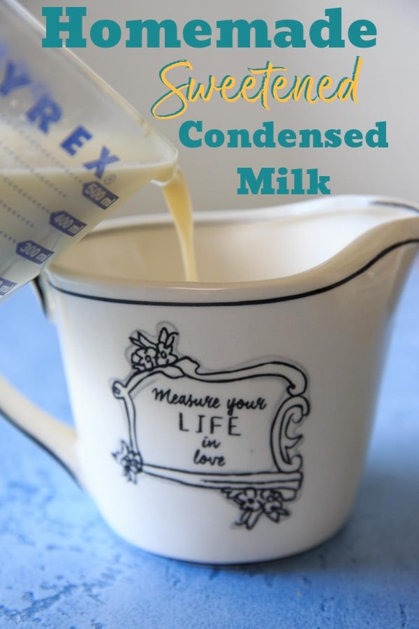 Need a can of sweetened condensed milk but don't have one in your pantry? Make your own! Only two main ingredients to make your own homemade sweetened condensed milk for baking or ice cream recipes. 