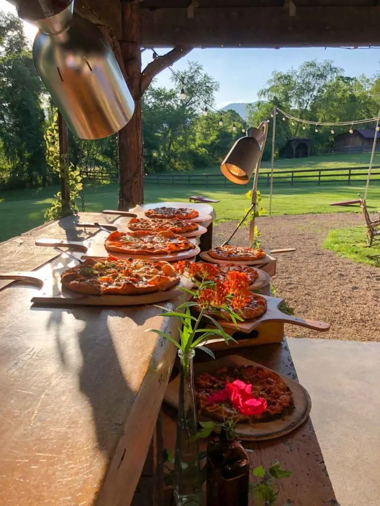Make your own pizza lessons at the farm, finished pizzas