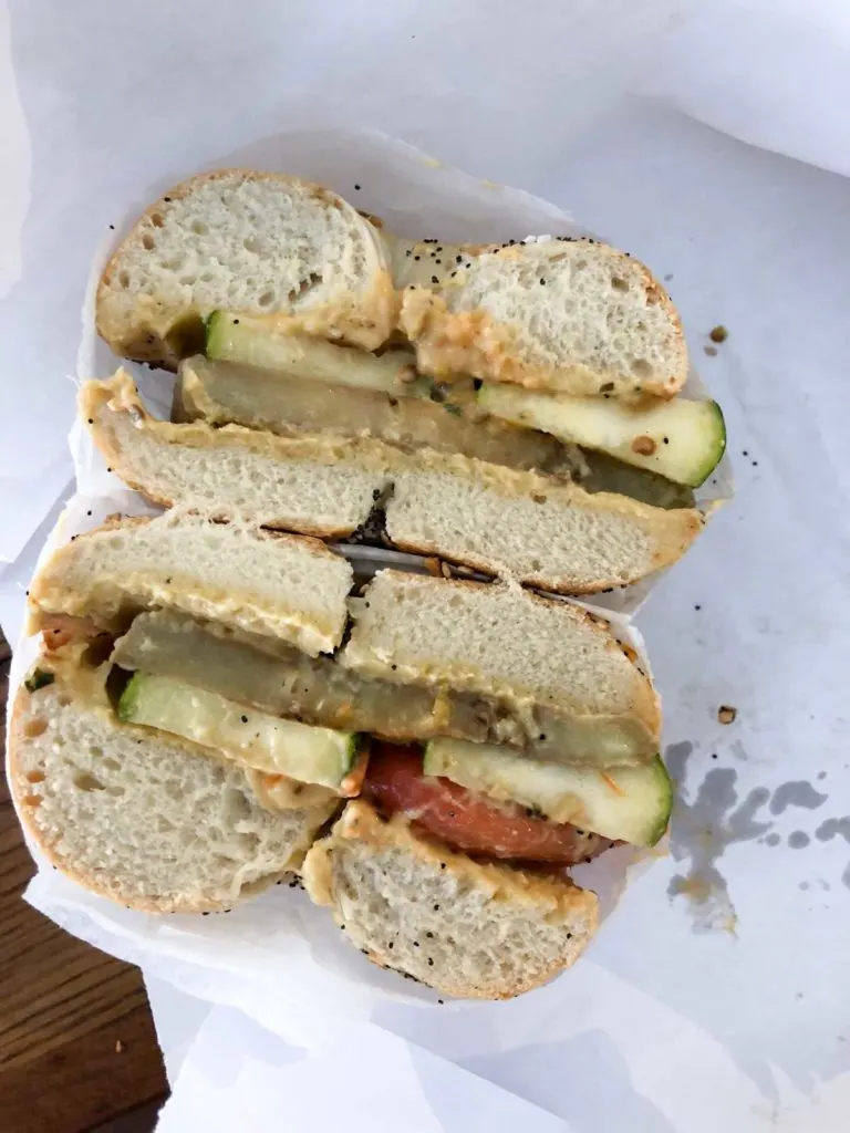 Tompkins Square Bagels new york city NYC eggplant sandwich