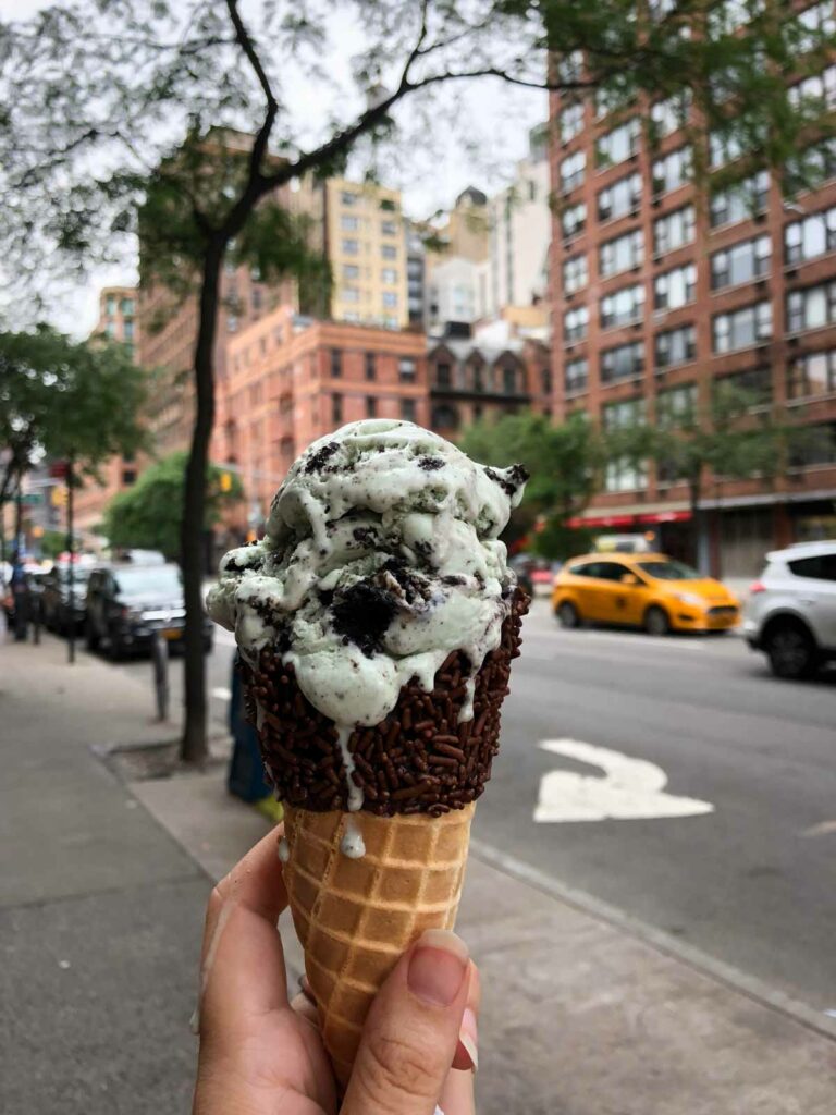 Emack & Bolio's grasshopper cone NYC