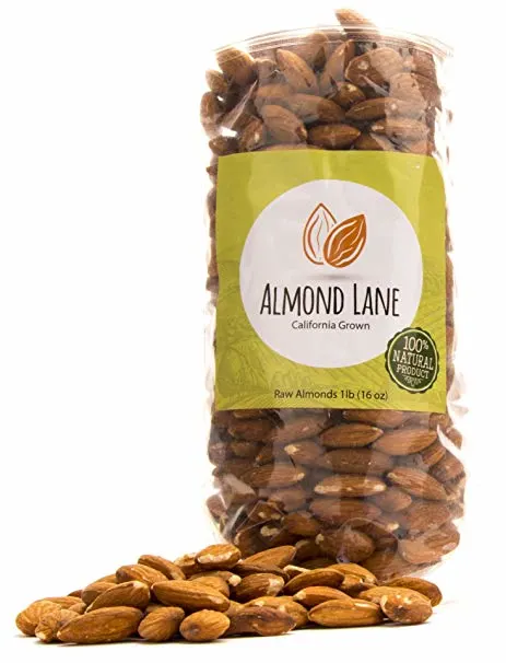 Almond Lane | Whole Raw Almonds | California Grown | All Natural & Non-GMO | Steam Pasteurized (1 Bag)