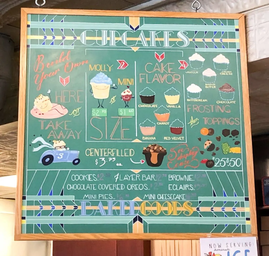 Molly's cupcakes menu