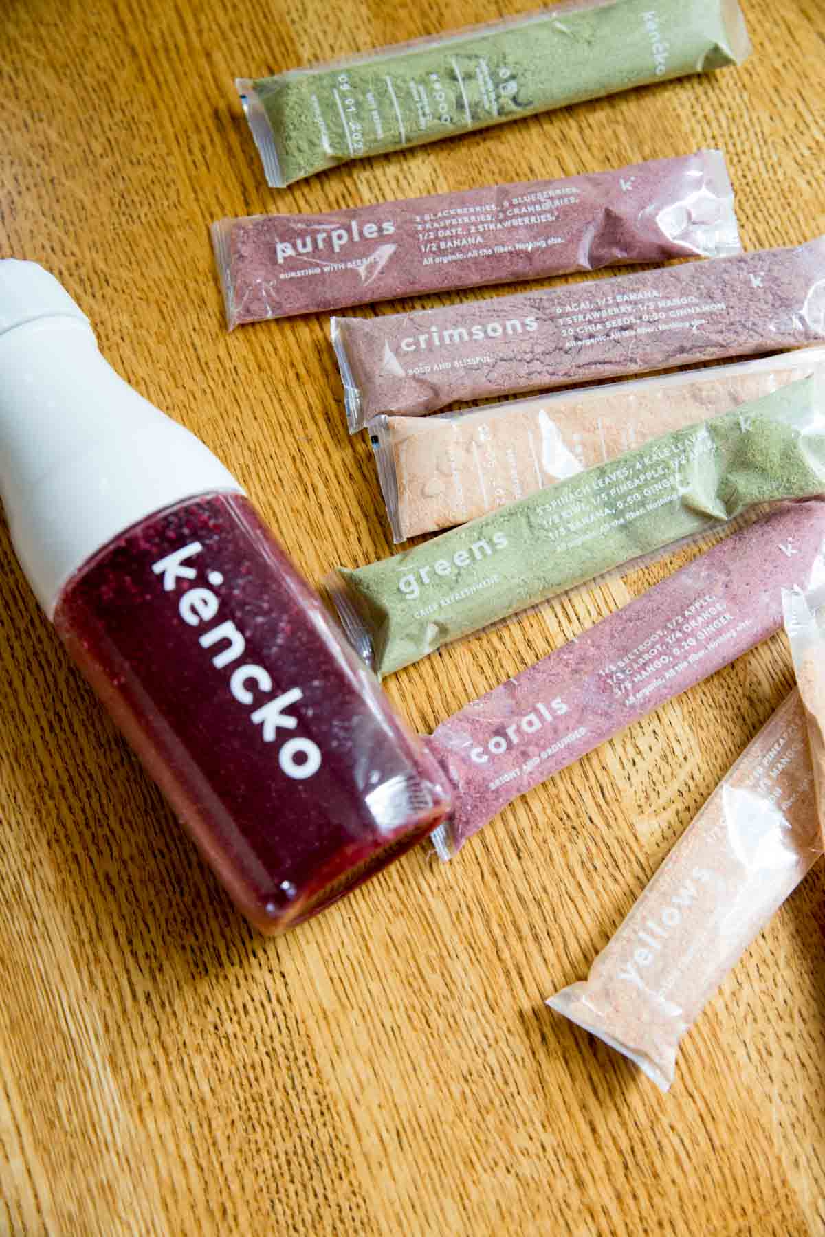 Kencko packets with shaker bottle