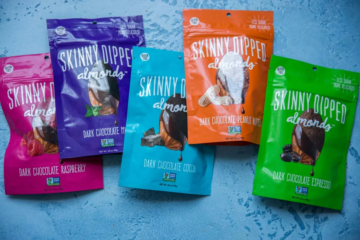 skinny dipped almonds dark chocolate variety bags 5 flavors