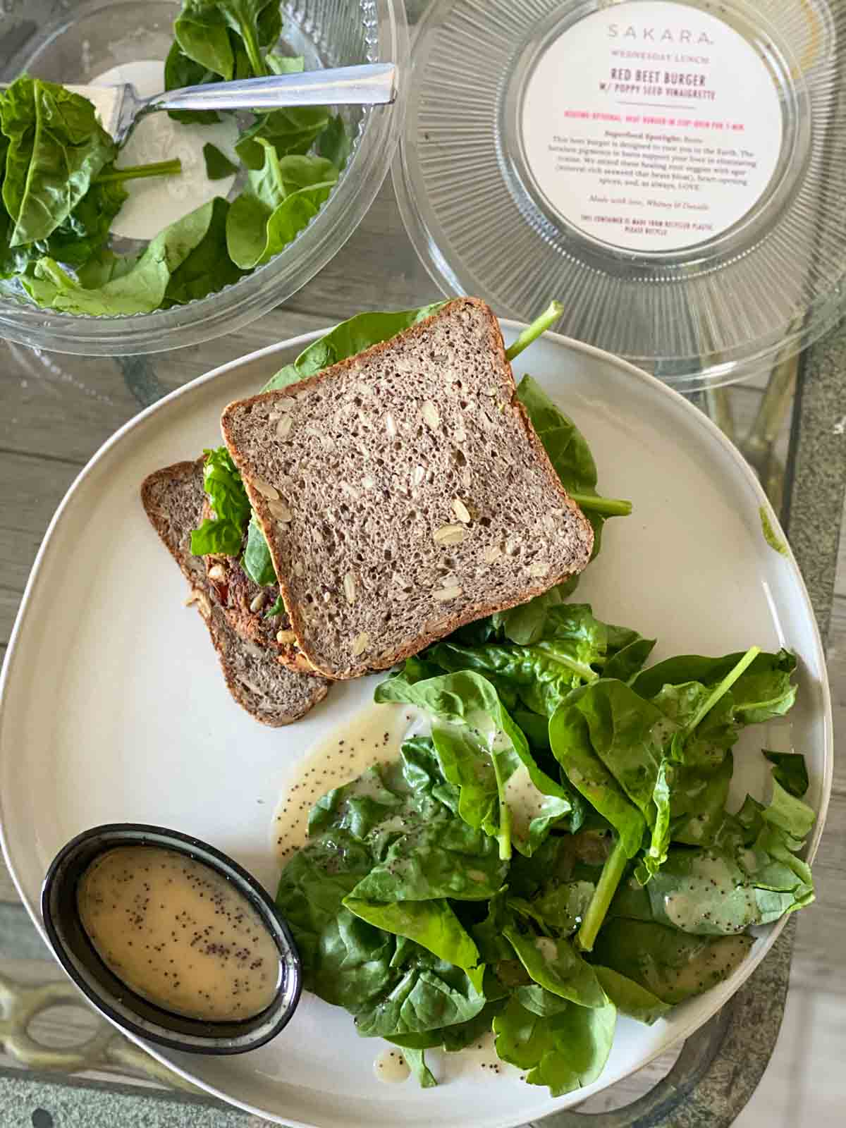 red beet burger with poppy seed vinaigrette from sakara life