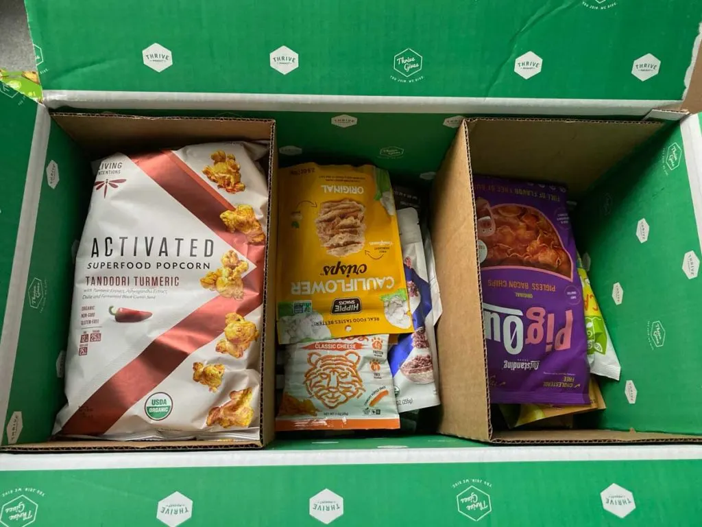 Thrive Market box with snacks