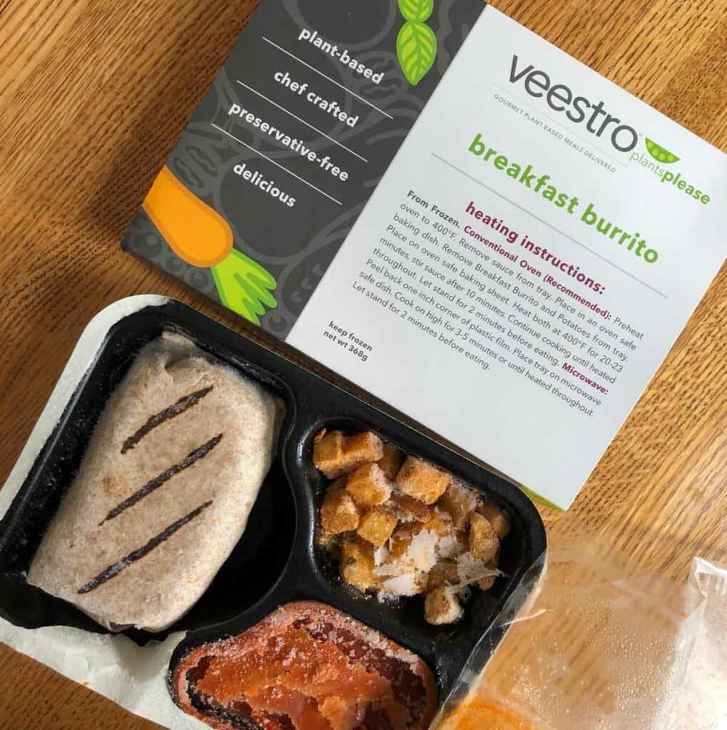 Veestro breakfast burrito frozen meal