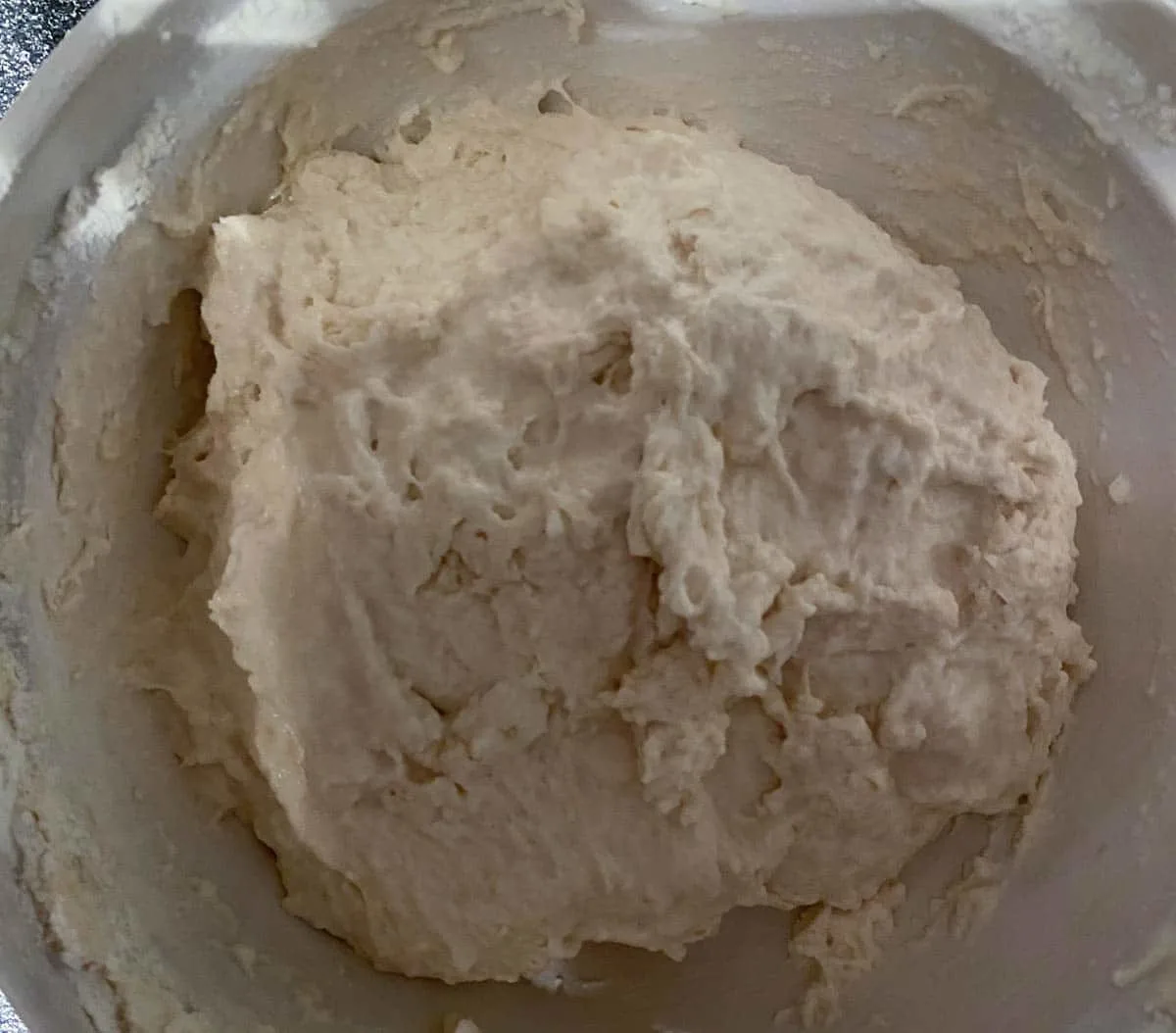 no-knead bread dough before rising.