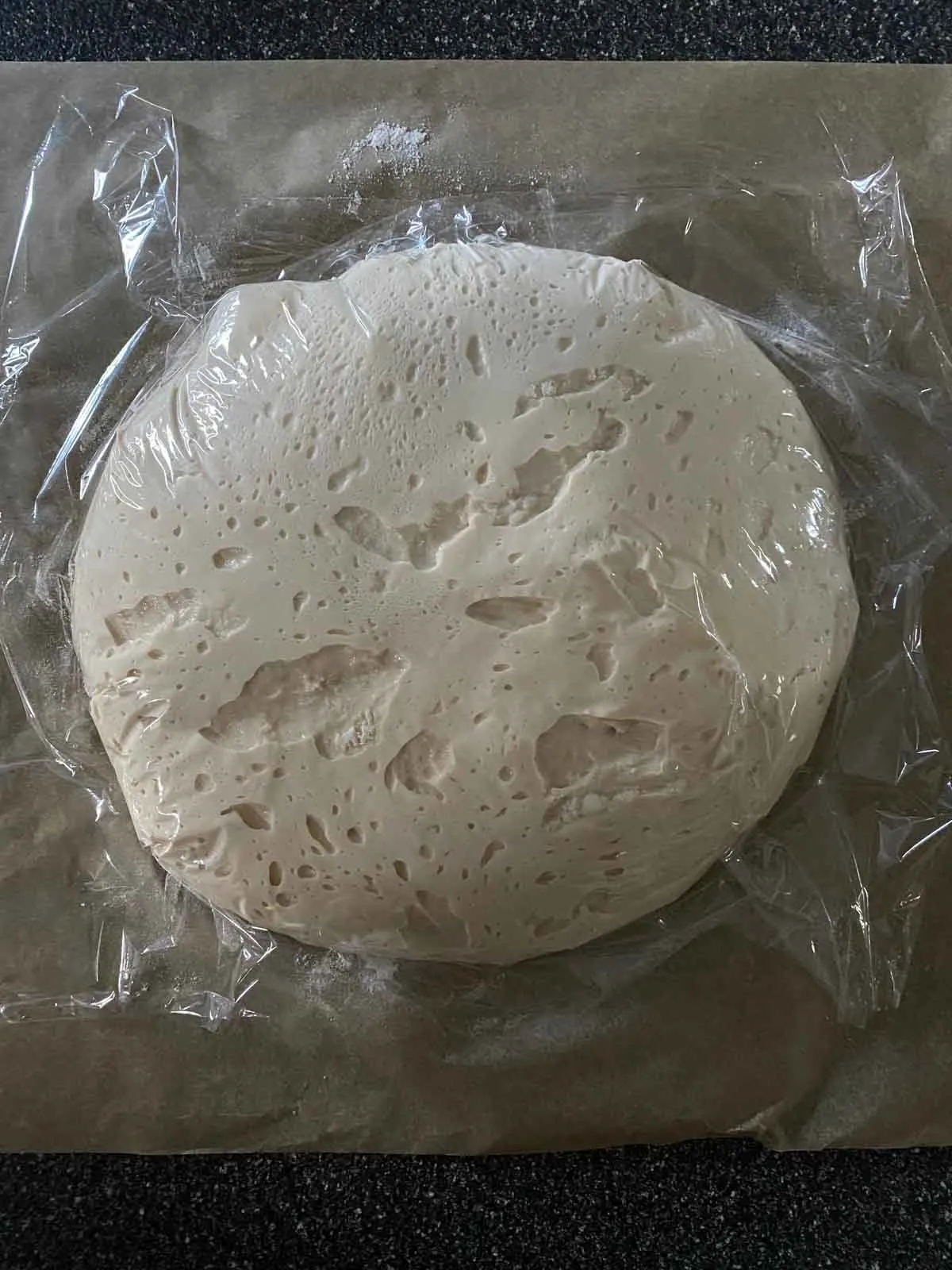 bread dough rising.