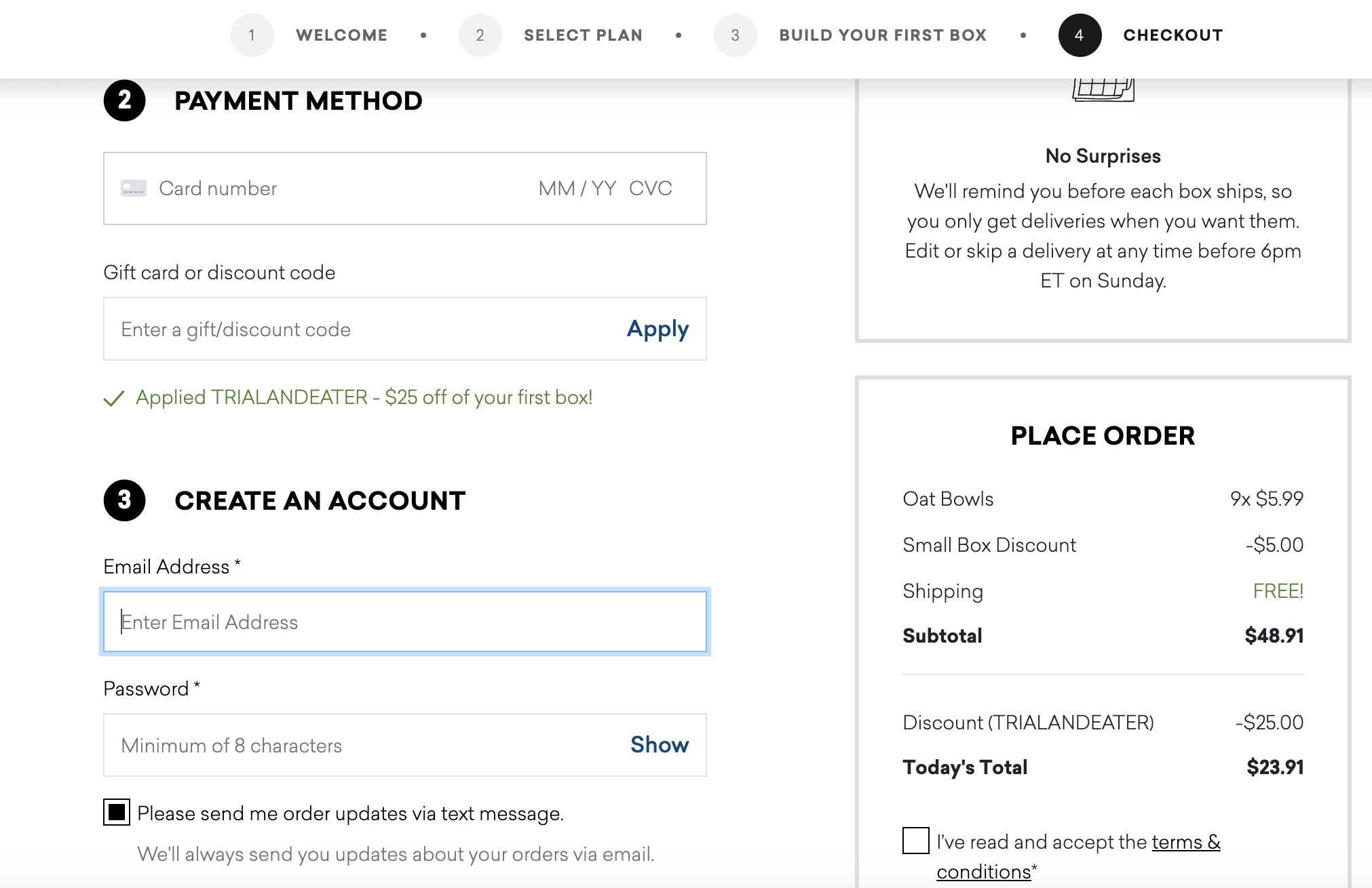 example daily harvest order using coupon code trialandeater