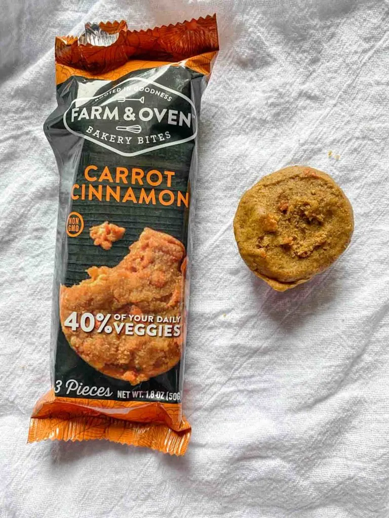 carrot cinnamon flavor from Farm & oven with one muffin out of package