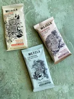 3 mezcla plant based protein bars in packaging