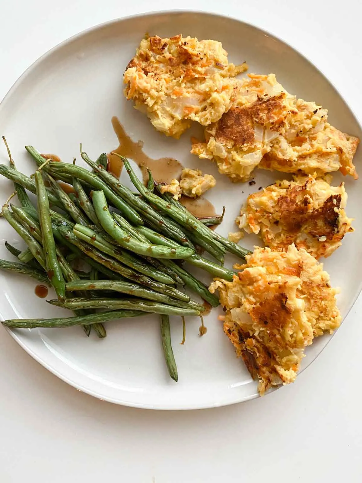 Carrot Parsnip bhajis and green beans with tamarind sauce