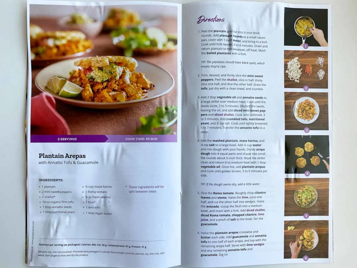 Recipe for Plantain Arepas from Purple Carrot meal kit delivery