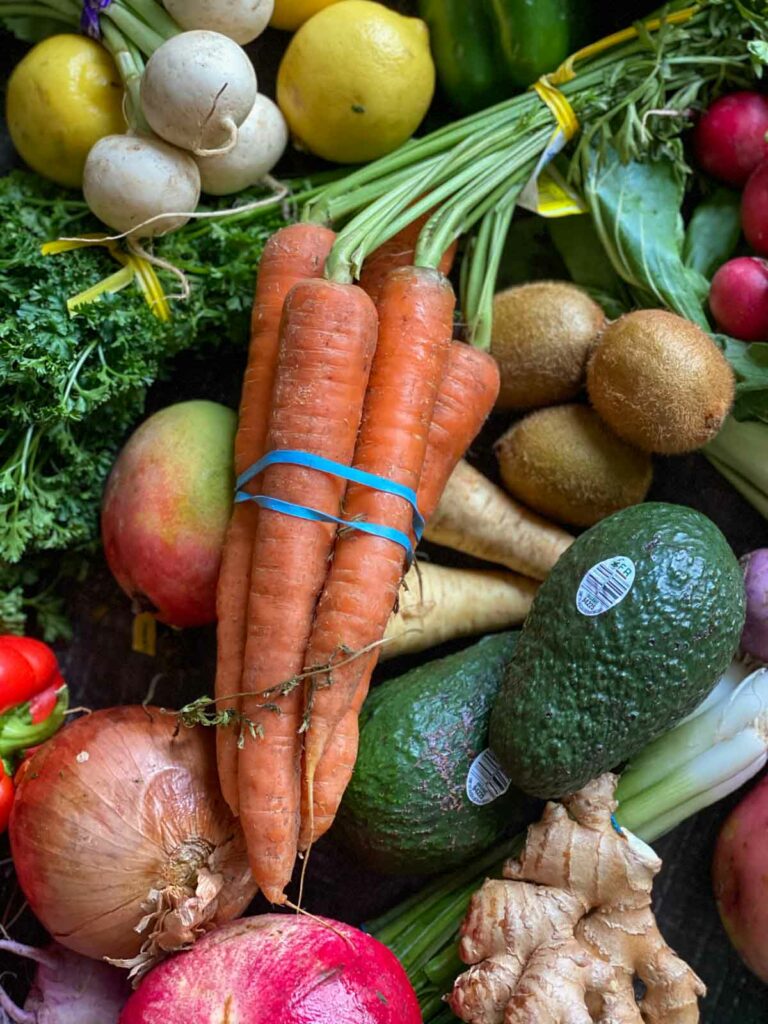 close up of misfits market veggies, carrots in center