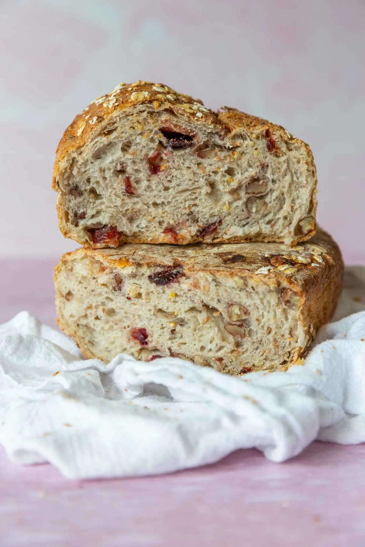 inside of Wildgrain's slow-fermented cranberry pecan bread