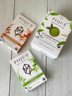 3 boxes of Pique tea - matcha, jasmine, english breakfast