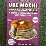 Ube Mochi pancake and waffle mix from Trader Joe's front of box