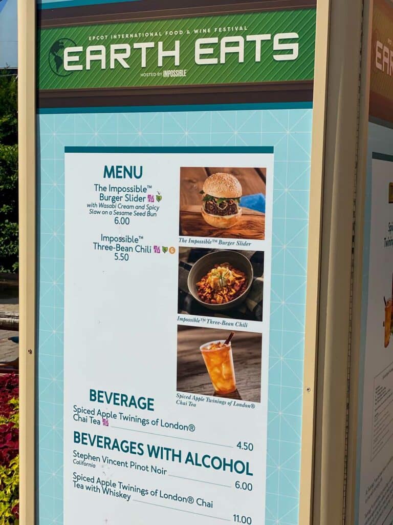 Disney's Epcot Earth Eats menu