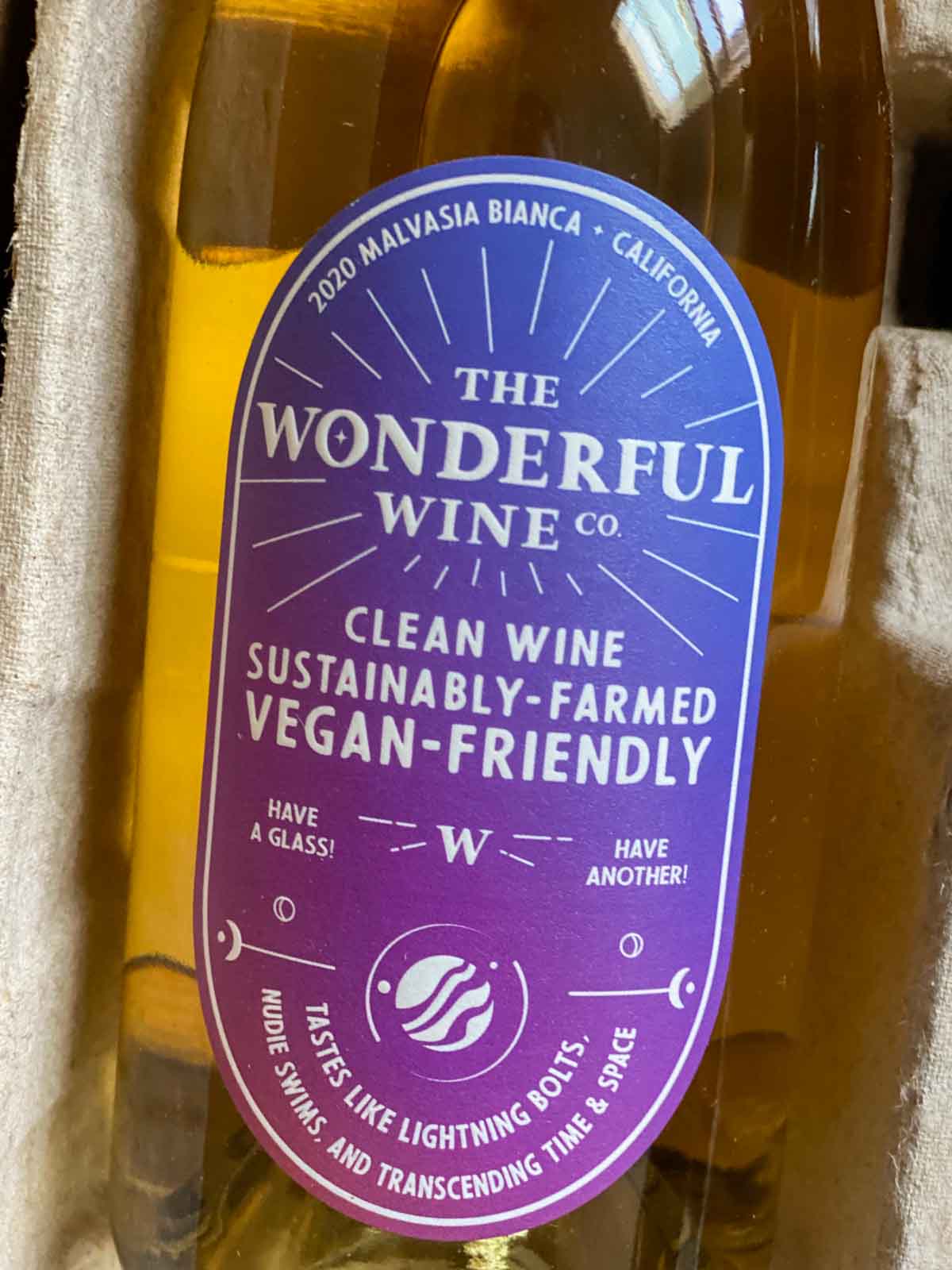 the wonderful wine co clean wine malvasia bianca wine bottle label