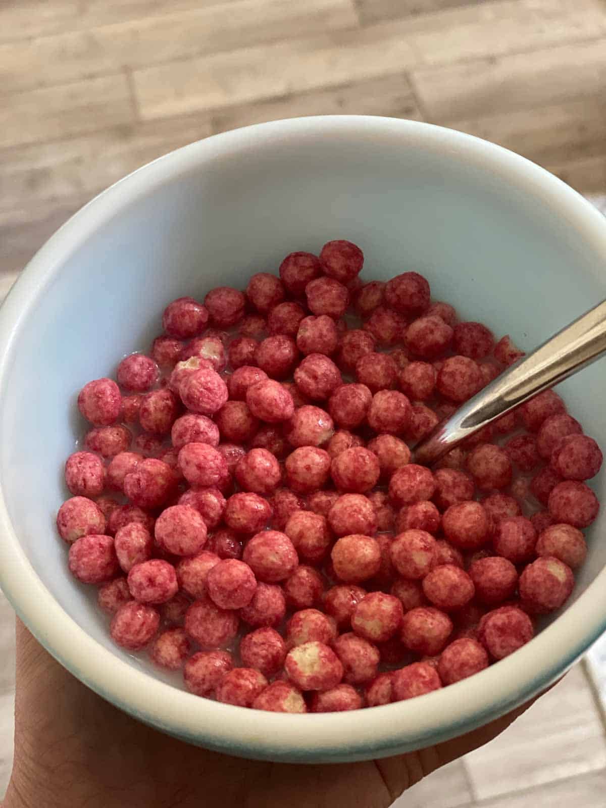 strawberry OffLimits cereal in bowl