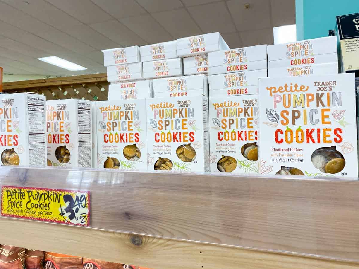 Trader Joe's pumpkin spice cookies on shelf